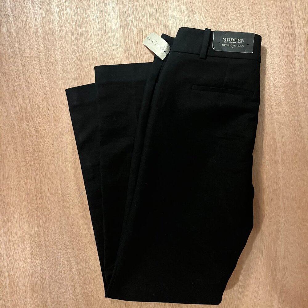Ann Taylor Modern Straight Leg Pants Black Size 0 NWT Tailored Office - Picture 9 of 14